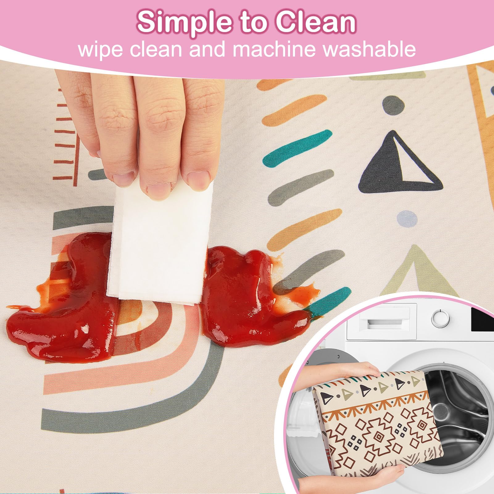 Basumee Splat Mat machine-wash friendly for quick cleanup.