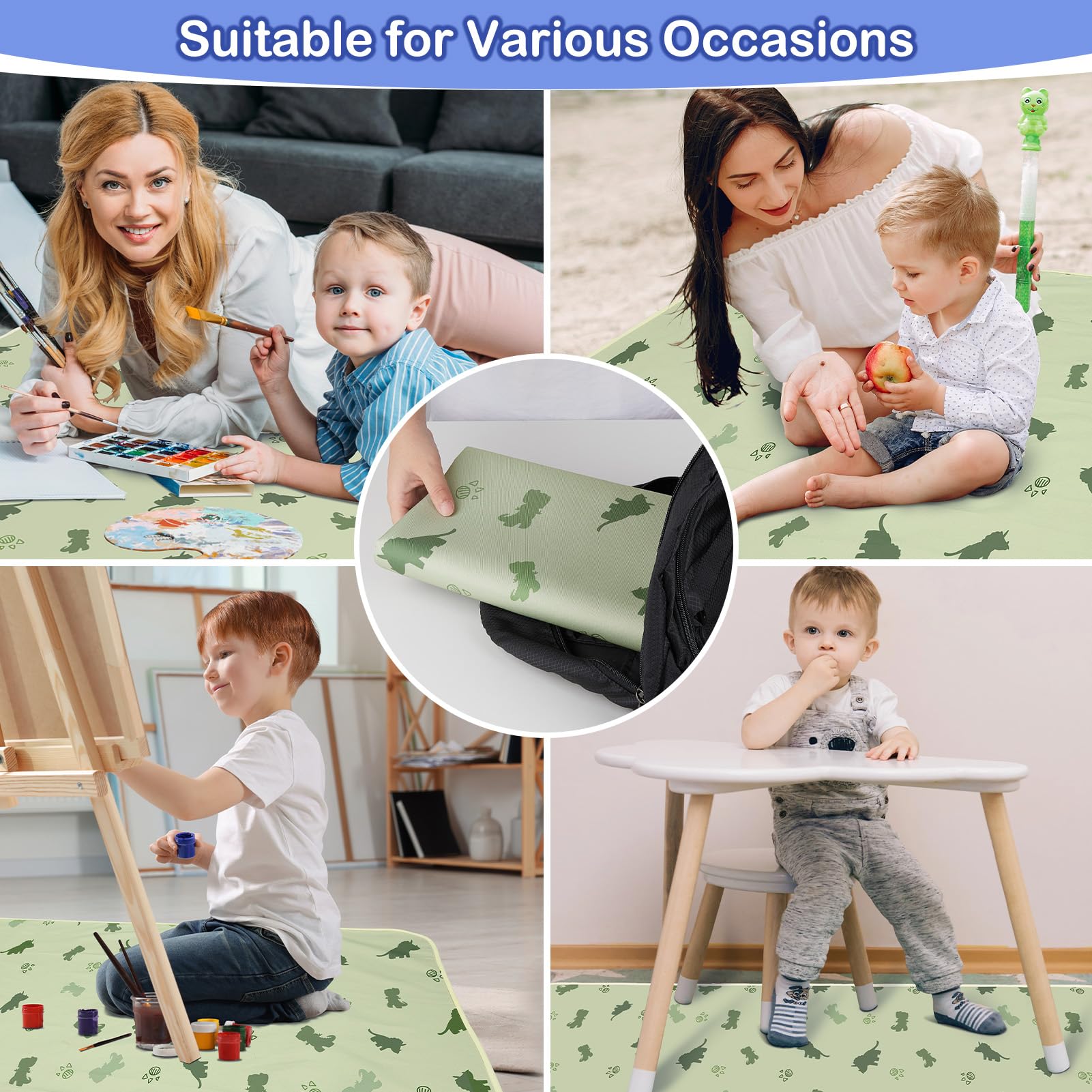 Basumee High Chair Mat is machine washable for easy cleanup.