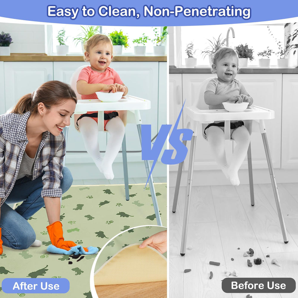 Basumee High Chair Mat with non-slip bottom stays securely in place.