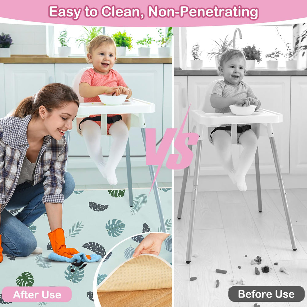 Basumee high chair mat waterproof surface protects floors during meals
