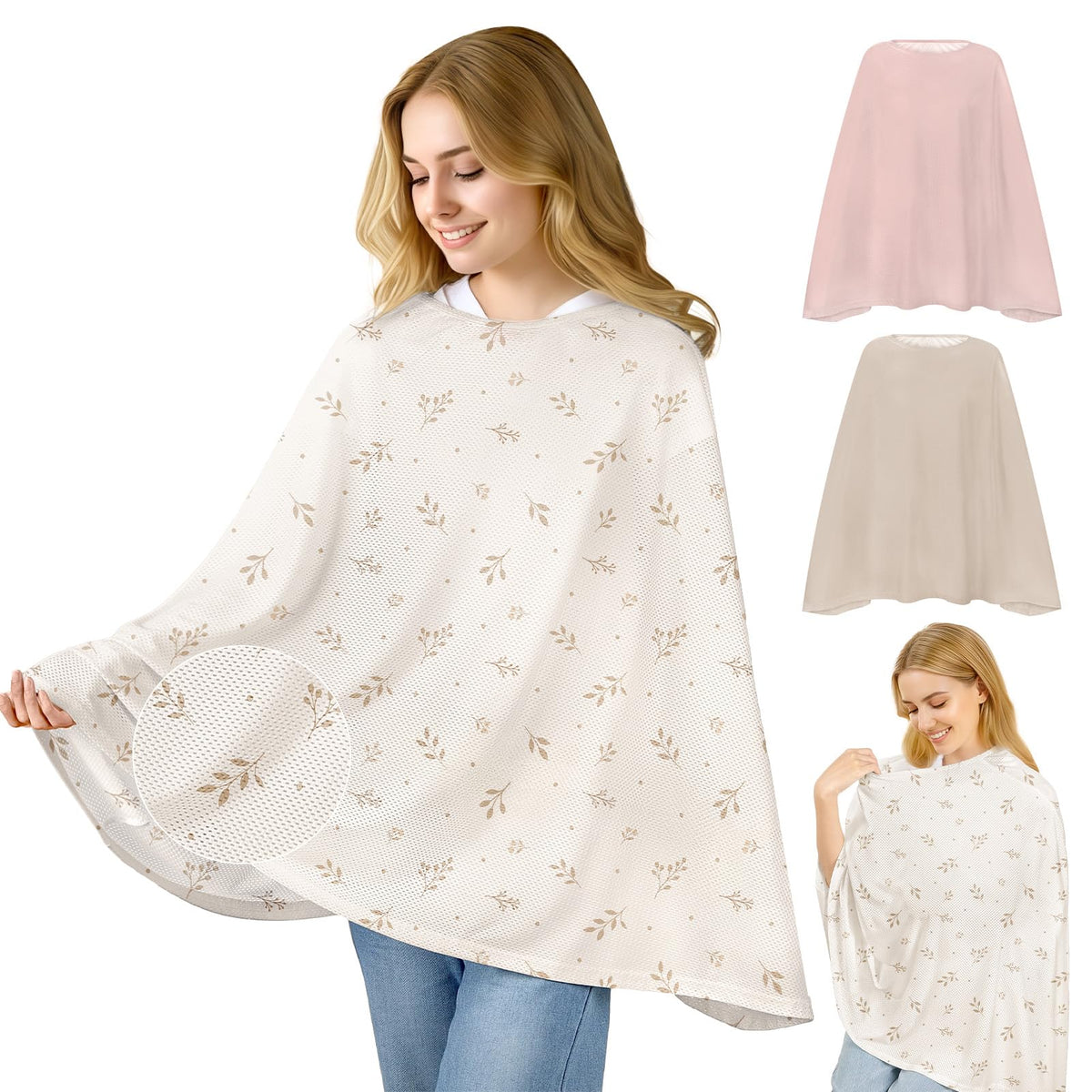 Basumee nursing cover with breathable mesh keeps mom and baby cool and comfortable.