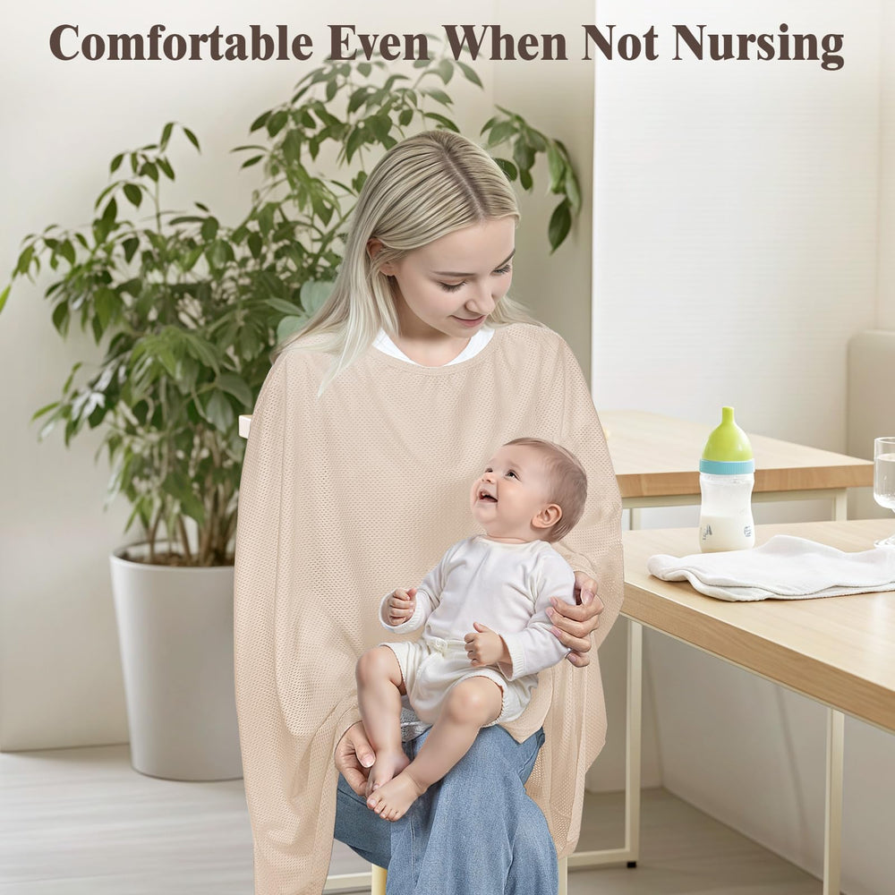Basumee nursing cover easy-access neckline enables fast, hands-free feeding