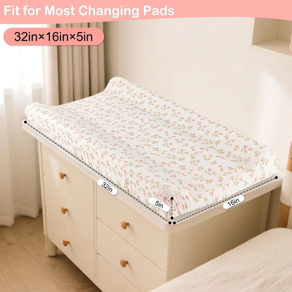 Basumee pink nursery scene complements both boys and girls.