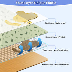 Basumee Splat Mat measures 46x42 inches for roomy coverage.