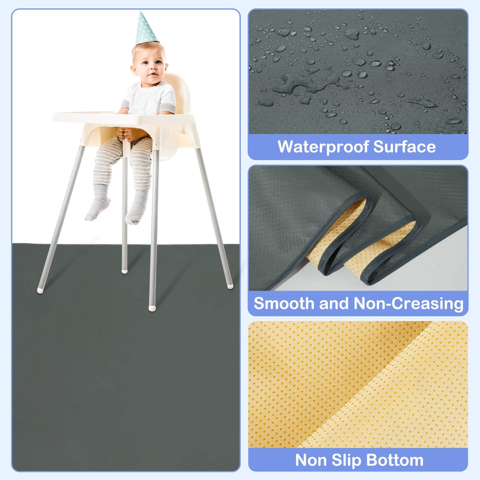 Basumee Splat Mat features durable stitching for long-lasting use.