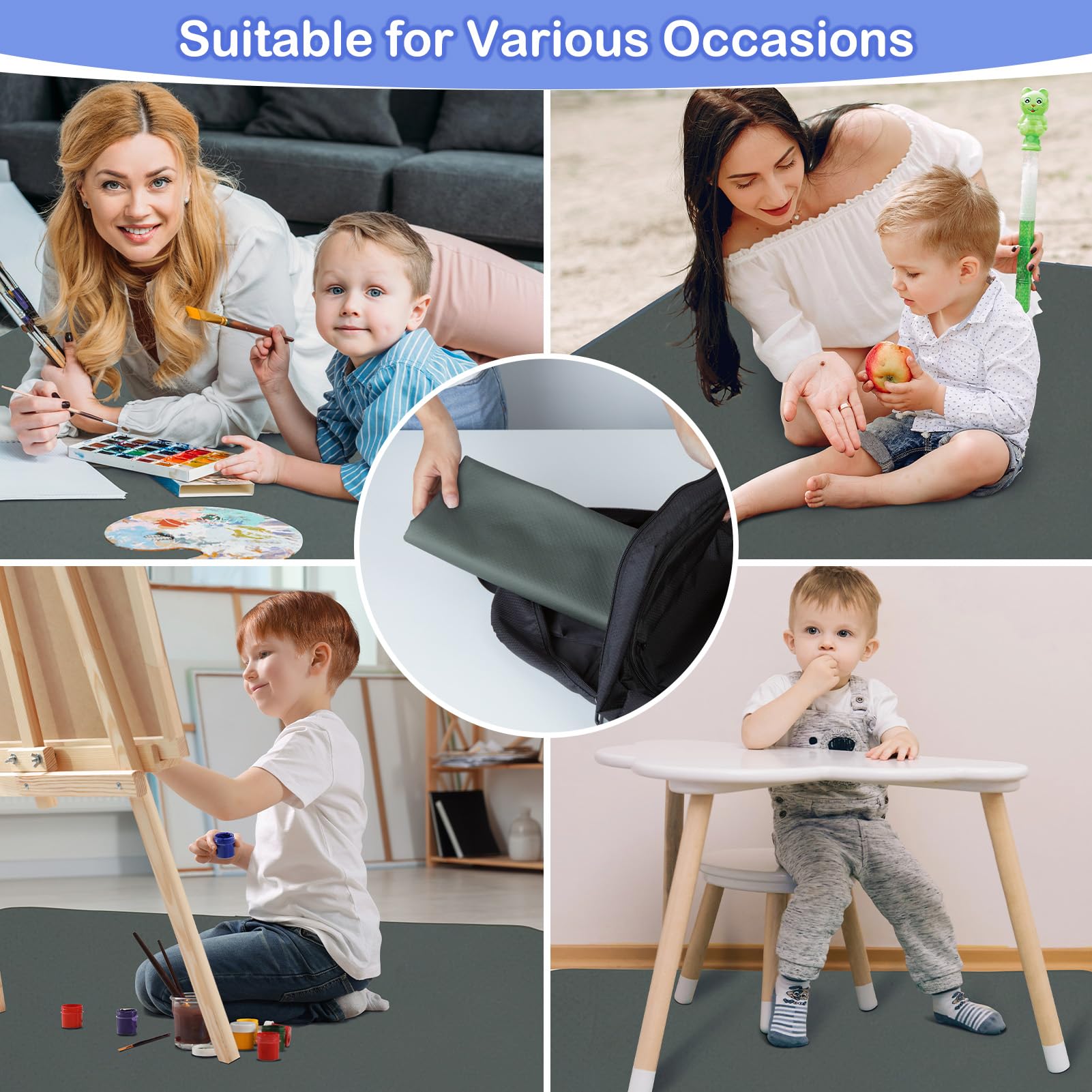 Basumee Splat Mat gray color design suits any room while protecting floors.