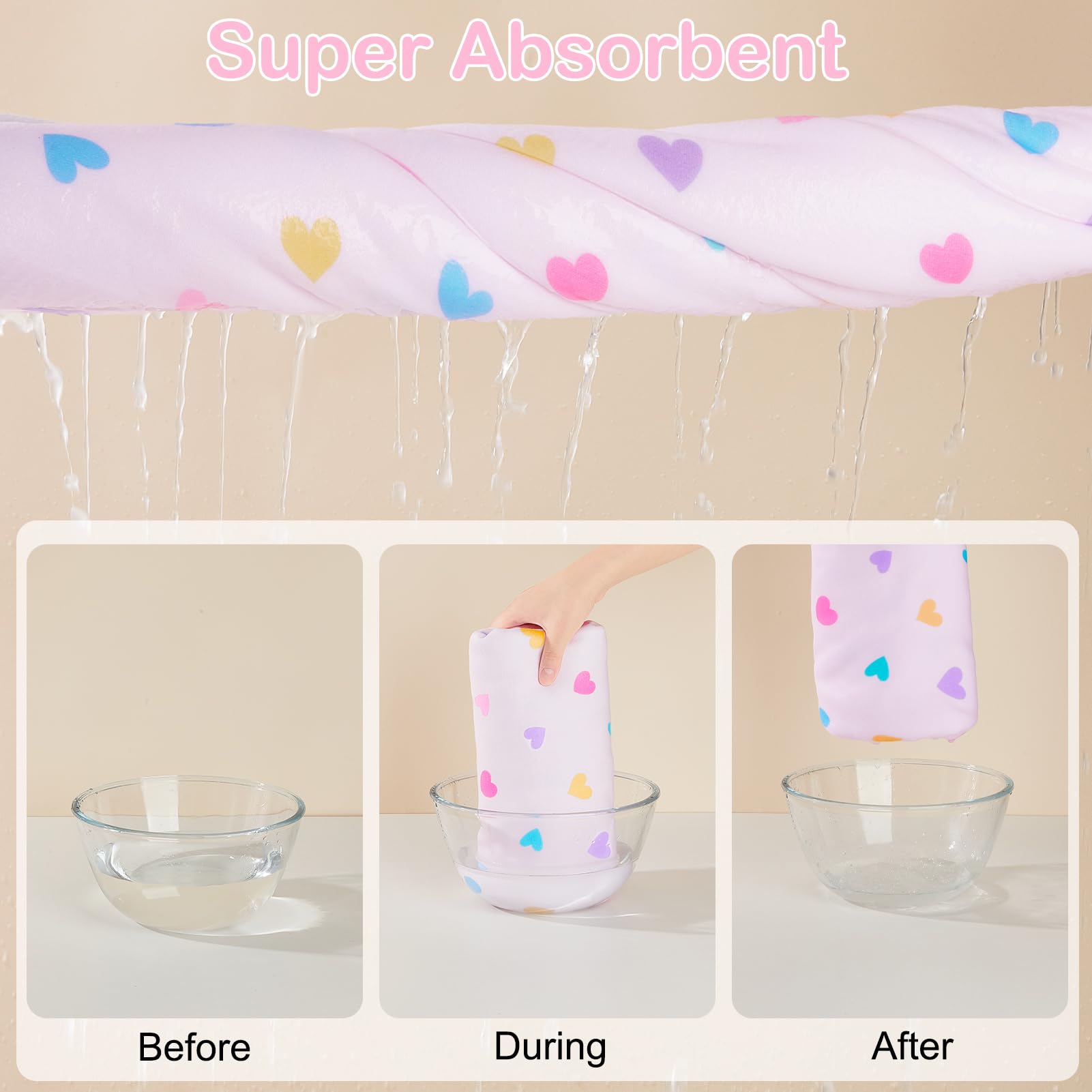 Basumee butterfly pattern hooded towel helps keep hair warm during bath