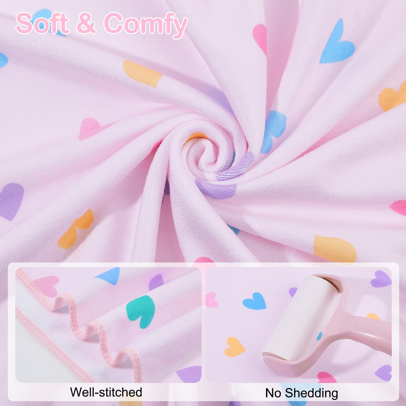 Basumee towel with heart pattern offers cozy wrap after shower or pool time