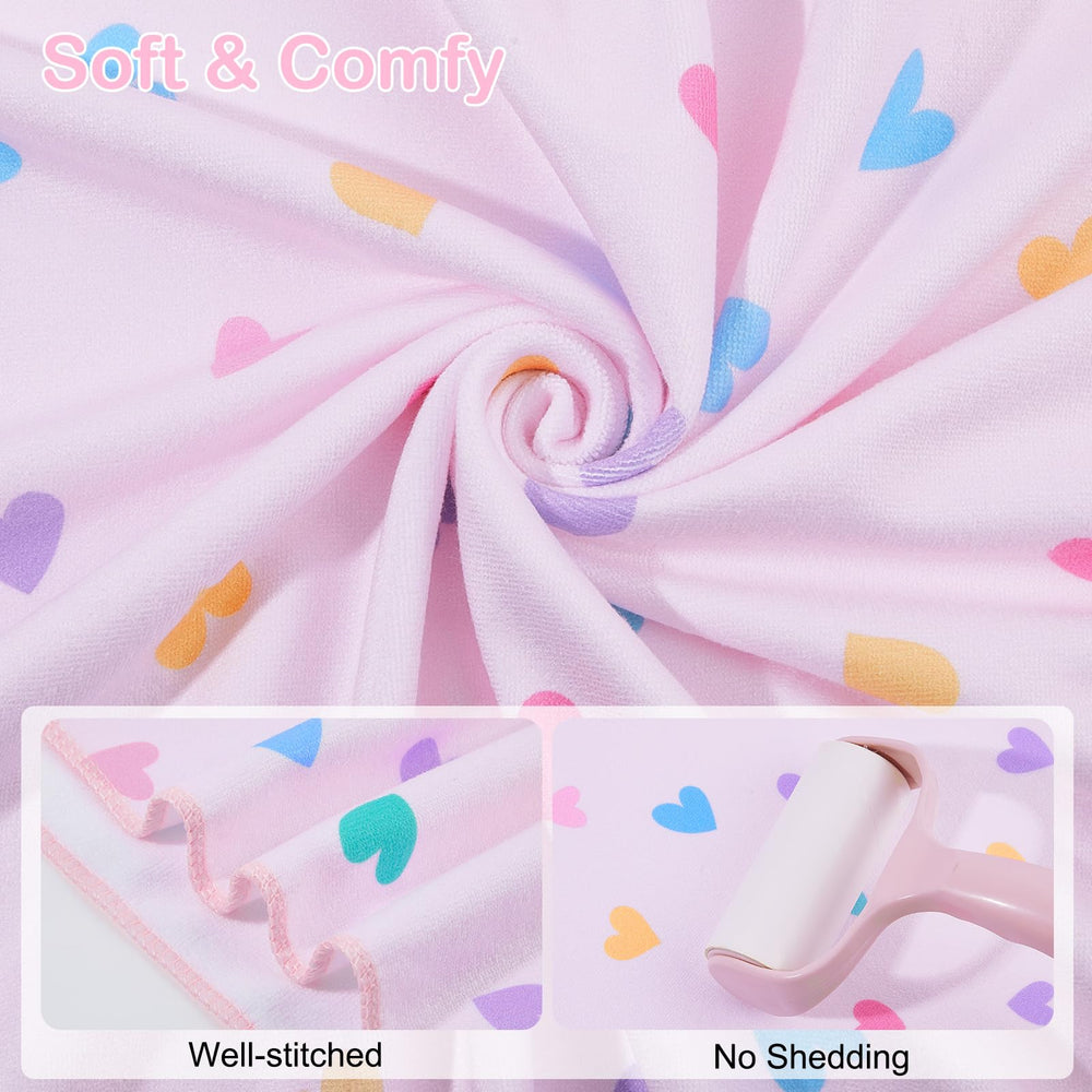 Basumee towel with heart pattern offers cozy wrap after shower or pool time