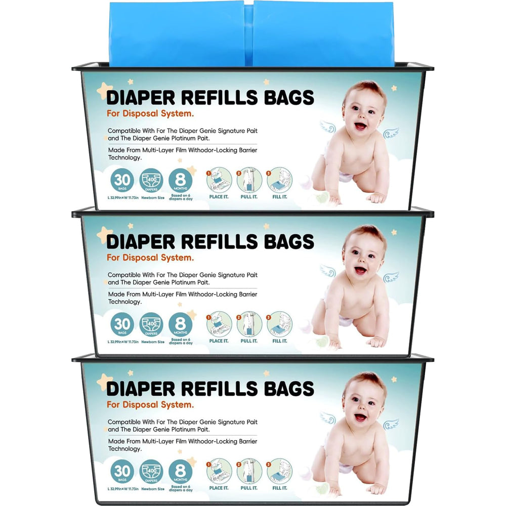 BATADAPTER diaper-pail refills 30 bags pack keeps mess contained and easy to change.