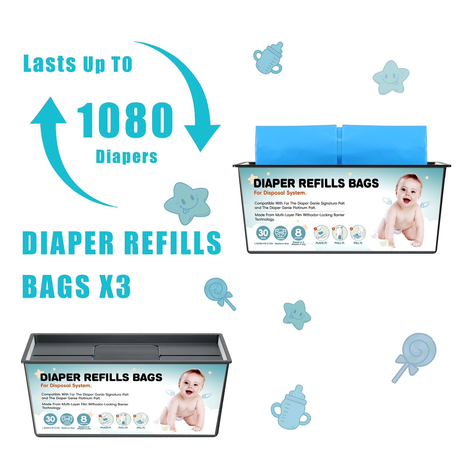 BATADAPTER Genie Platinum-compatible bags fit securely for quick, tidy disposal.