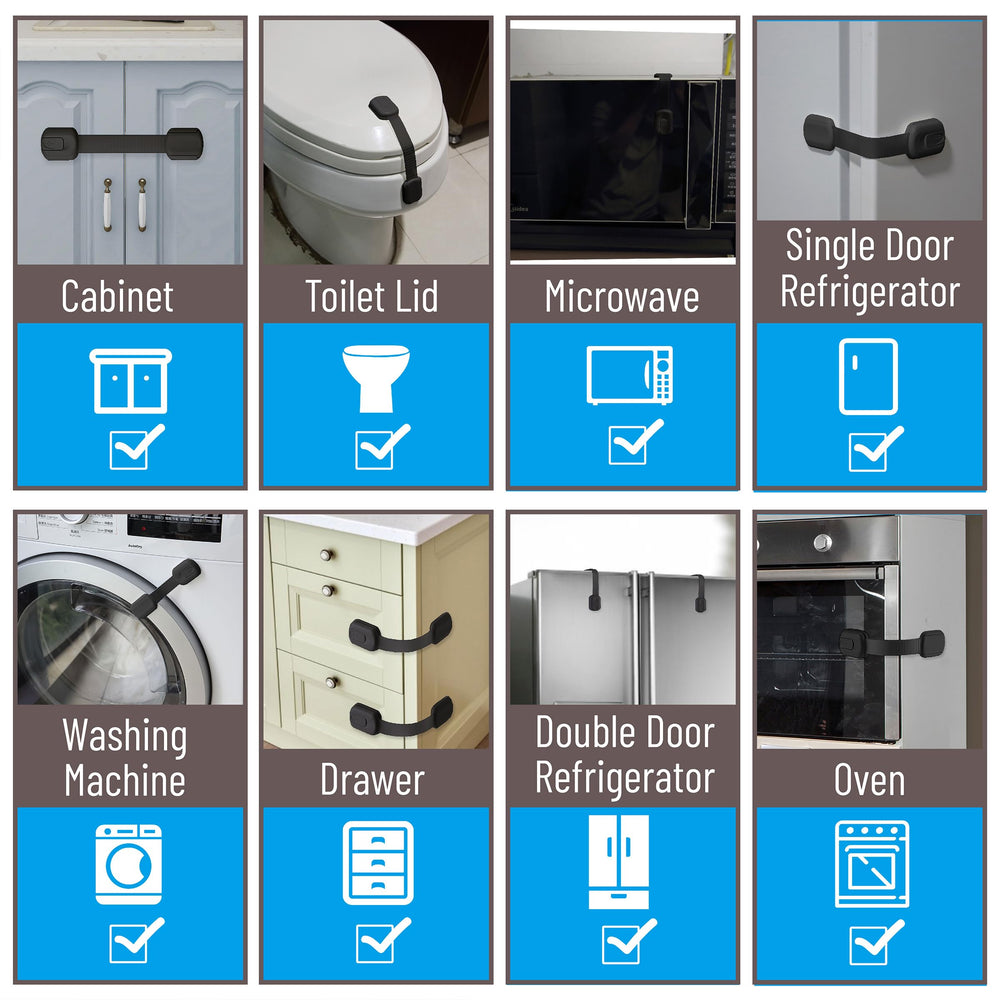 Bates Choice child proof cabinet locks are easy for adults yet challenging for kids to operate.