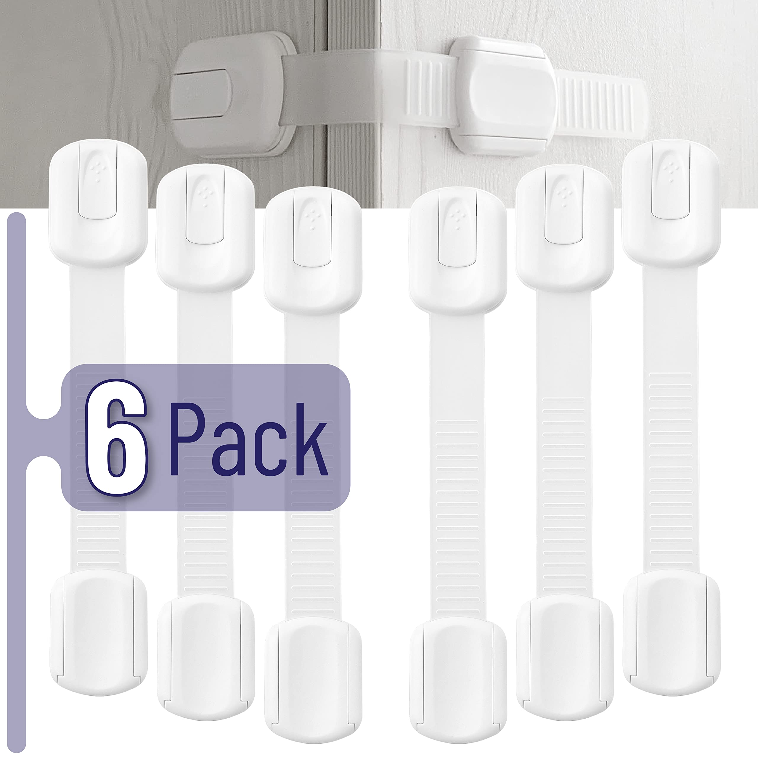 Close-up of Bates Choice strap lock with 3M adhesive on a drawer.