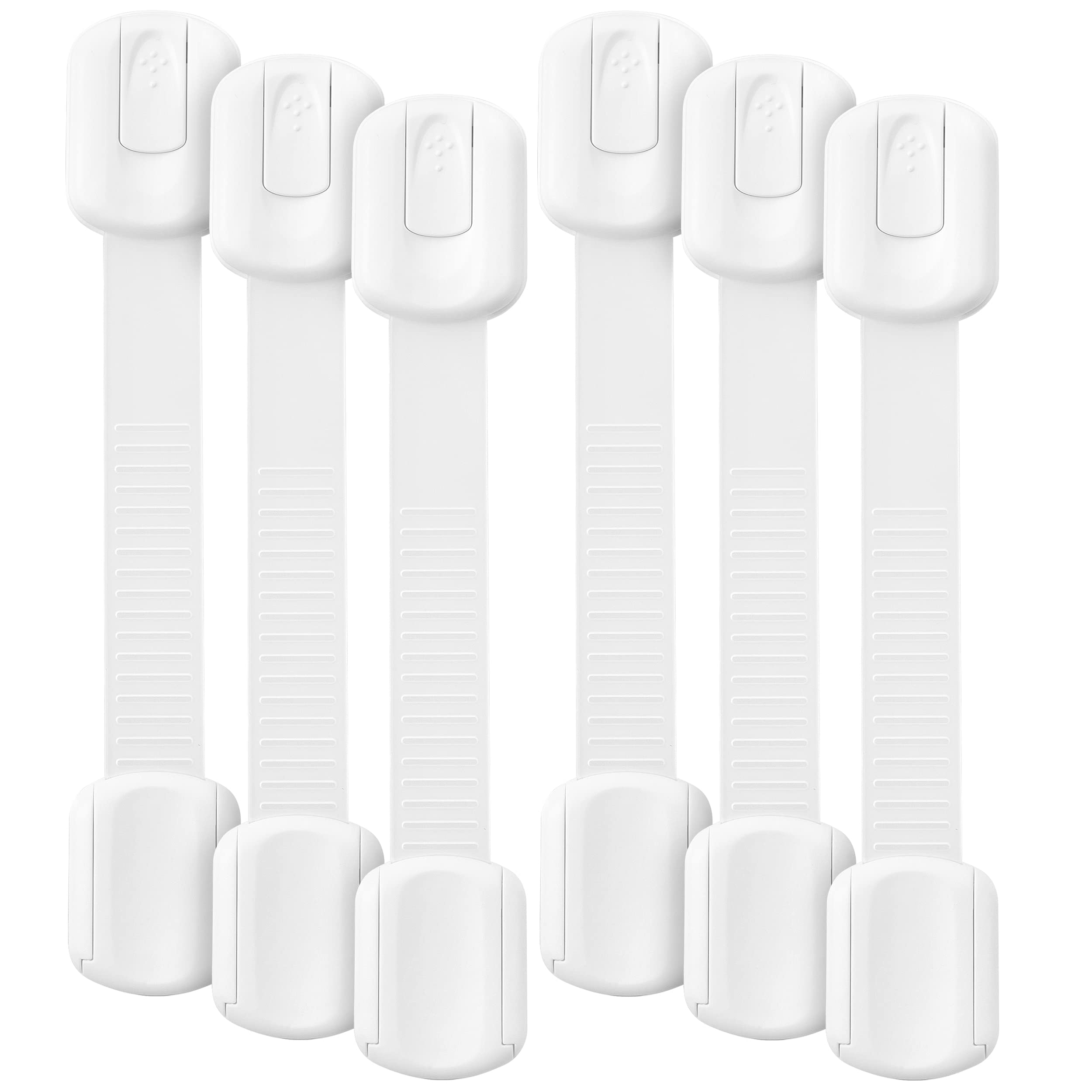 Bates Choice 6-pack strap locks secure cabinet edges for baby-proofing.