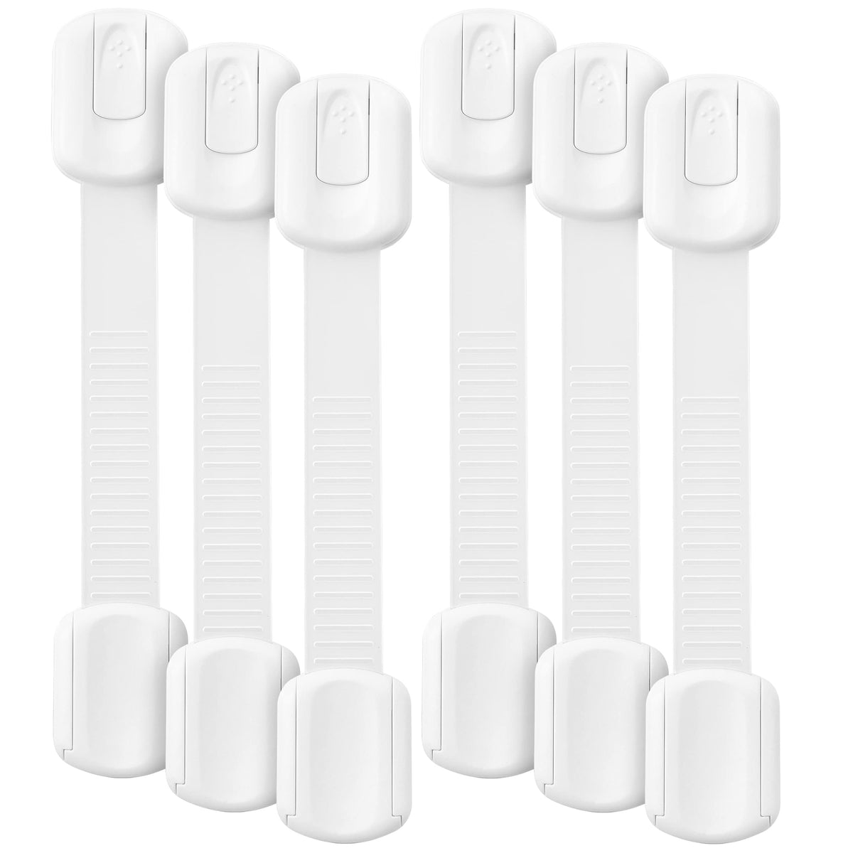 Bates Choice 6-pack strap locks secure cabinet edges for baby-proofing.