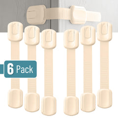 Bates Choice beige strap locks on drawers help keep curious hands away from contents.