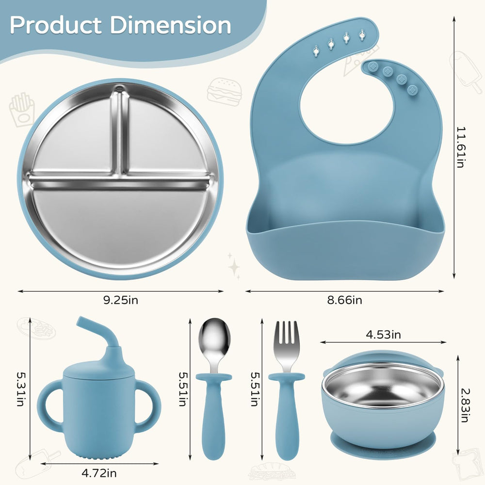 Bathchef stainless steel spoon and fork with kid-friendly grip for easy handling.