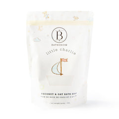Bathorium Little Charlie Bath Soak bottle close-up highlighting gentle baby hydration