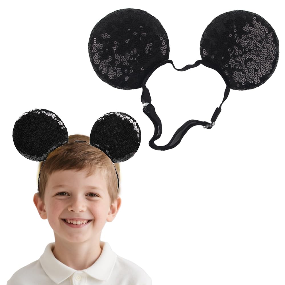 Batsysm adjustable mouse ears headband with sequin ears for playful party outfits and photos.