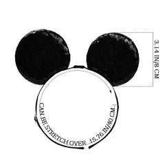 Batsysm sequin mouse ears close-up highlighting sparkling details on a soft band.