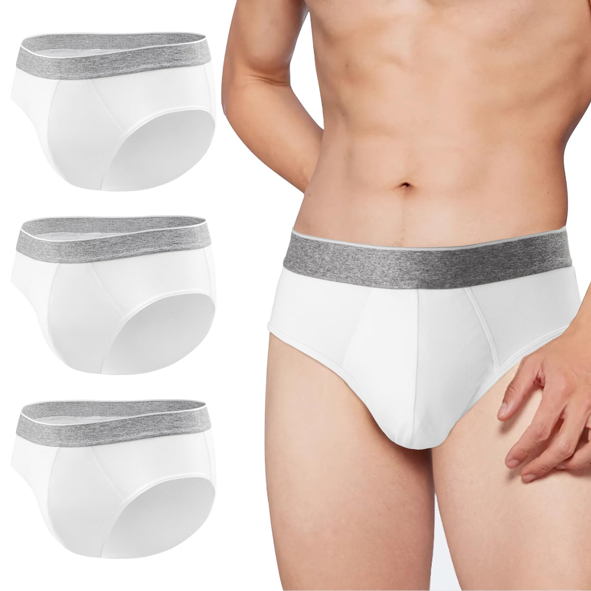 BATTEWA men's underwear with front-absorbent panel for discreet daily protection.