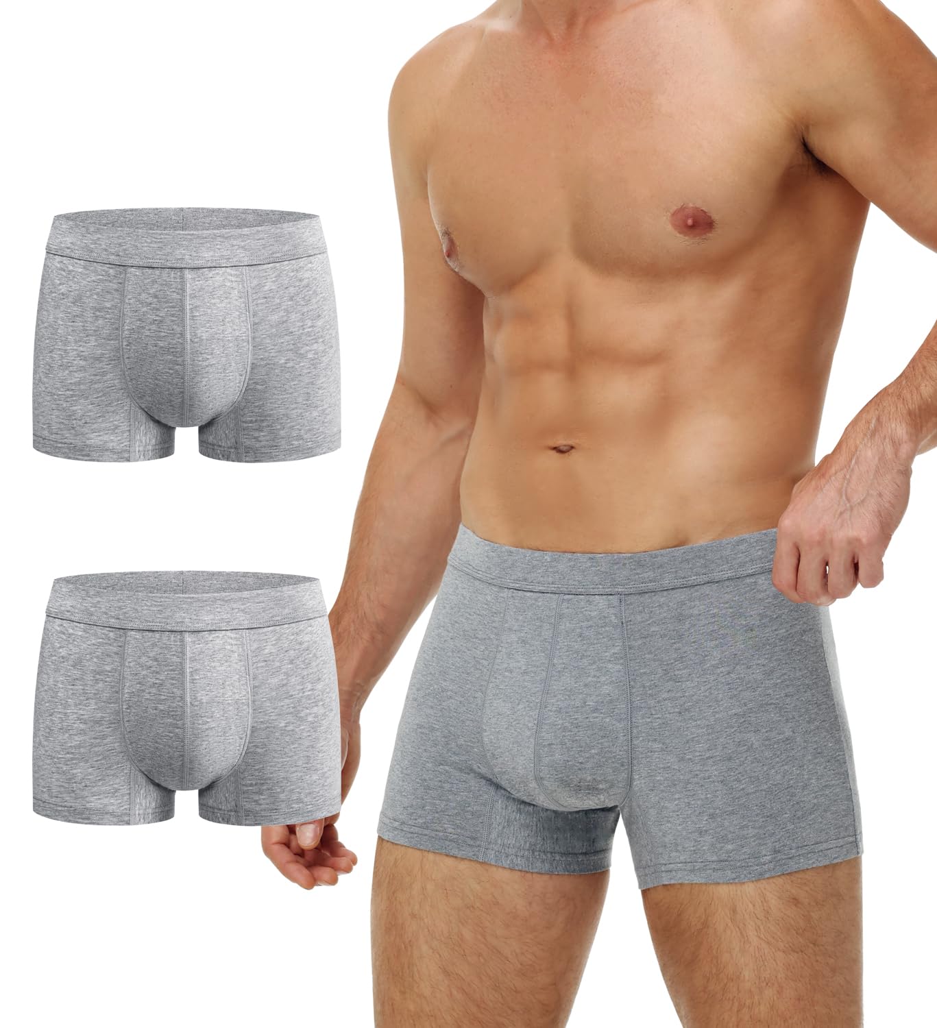 Battewa men's gray underwear front view showing discreet, light absorbency
