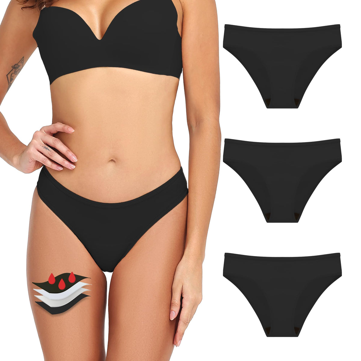 Battewa leakproof underwear with absorbent core close-up for quick dryness.