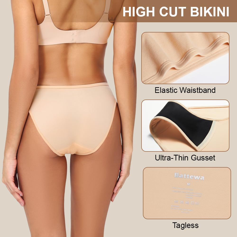 Battewa leakproof underwear beige briefs showcasing low-waist design for discreet daily wear