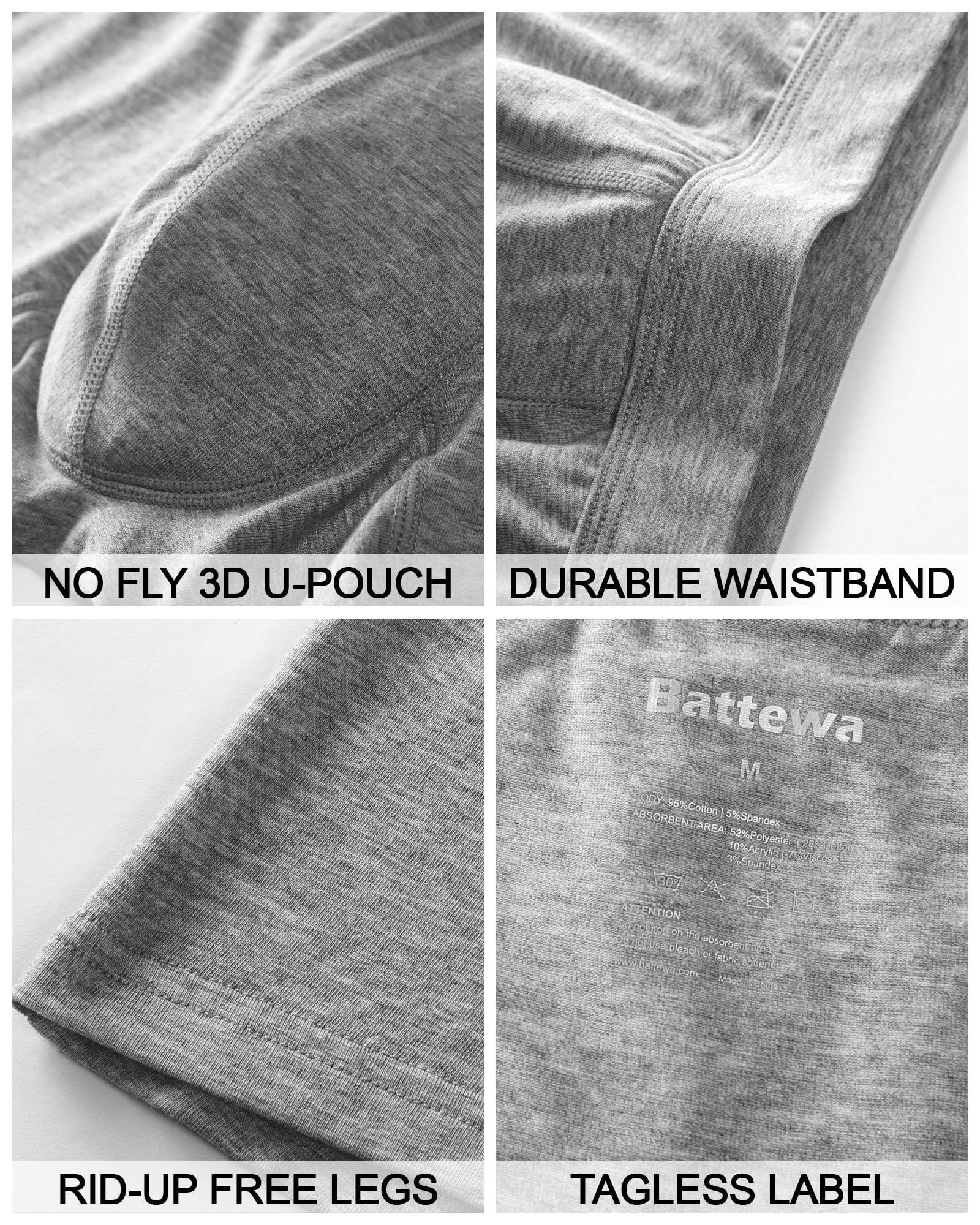 Battewa leak barrier layer provides discreet protection under clothes.