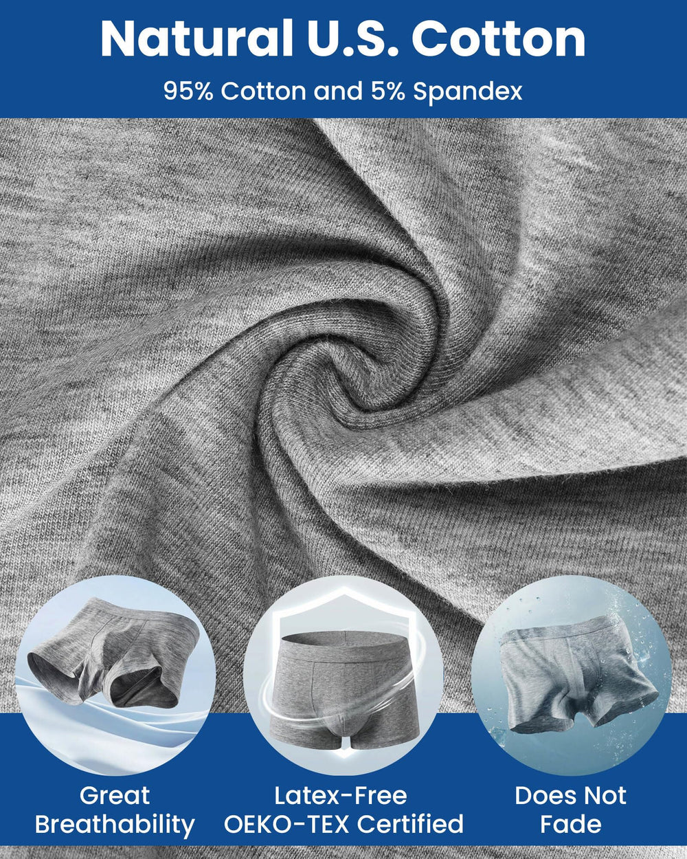 Battewa leakproof underwear soft cotton blend for breathable comfort.
