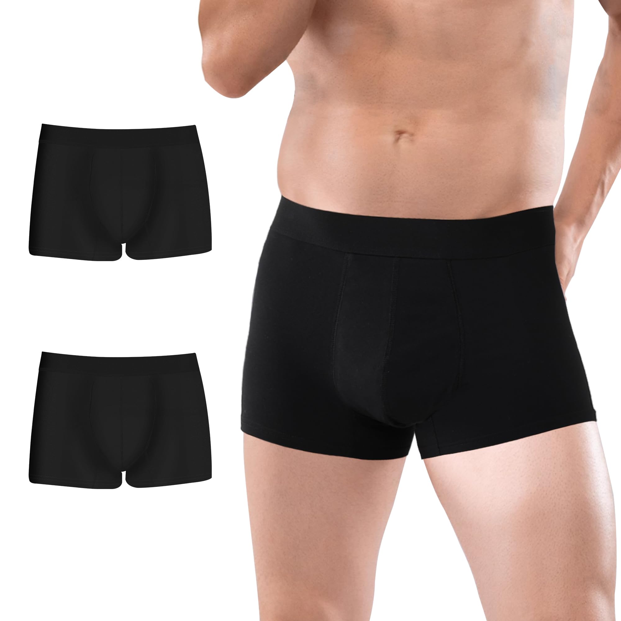 BATTEWA men's incontinence underwear front view boxer brief showing discreet, comfortable daily wear.