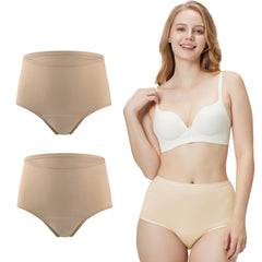 BATTEWA beige high-waisted underwear with leak protection for daily wear.