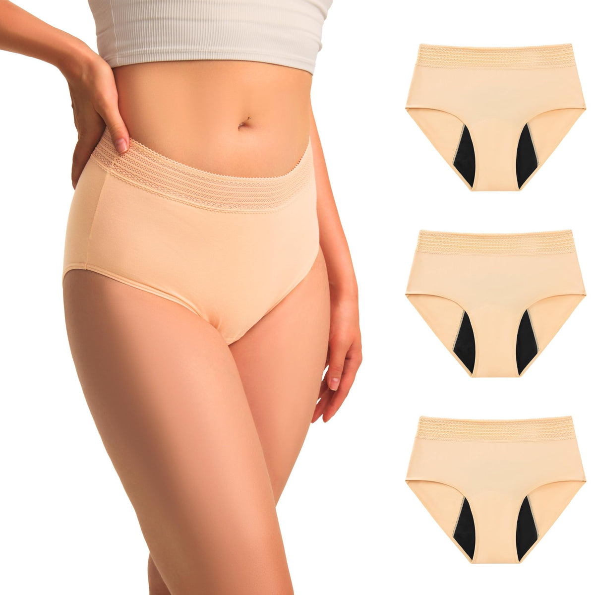 BATTEWA women's 80ml full-seat coverage underwear for discreet daily protection