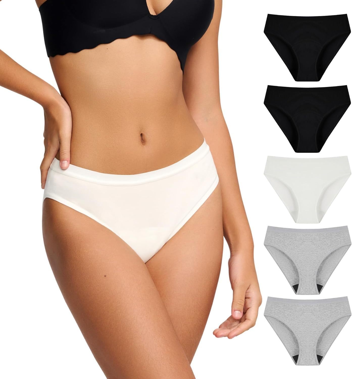 BATTEWA women's leak-proof underwear multicolor pack for daily comfort and protection.