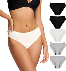 Battewa women's leak-proof underwear pack of five in multicolor for everyday discreet protection.