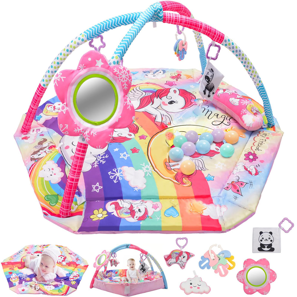 BATTOP Baby Gym 8-in-1 pink setup for versatile newborn play.