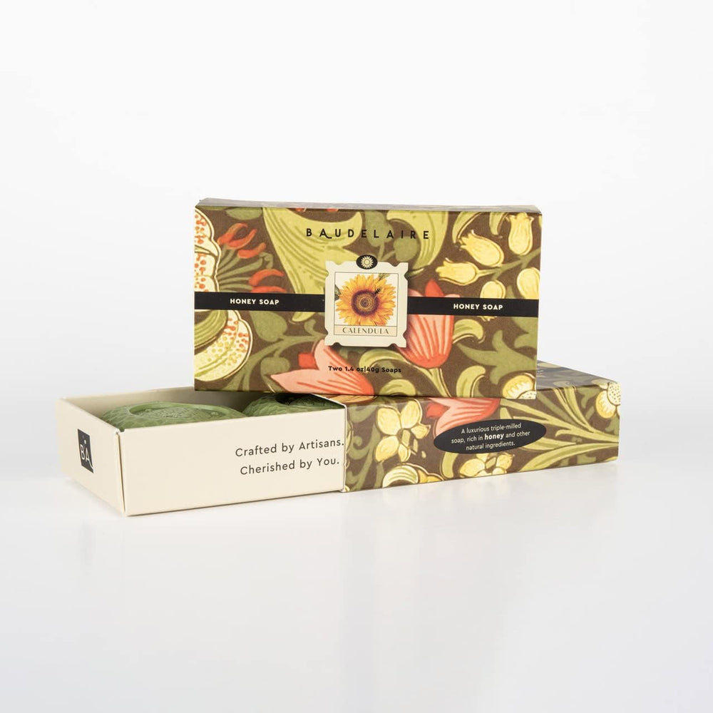 Baudelaire Honey and Calendula bar soap set, bright fragrance and gentle moisturization for daily cleansing.