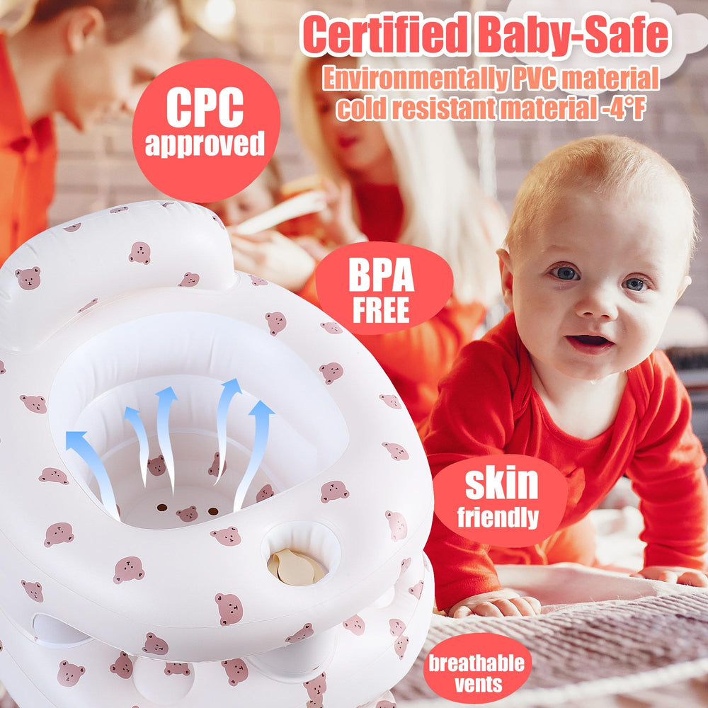 Bavbiiy inflatable seat in larger size offers more space for growing babies.
