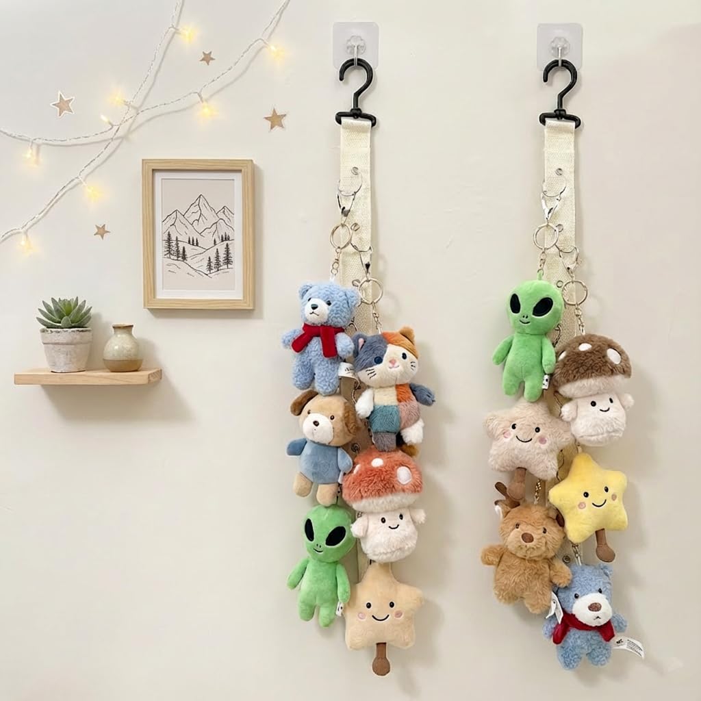 Space-saving decorative organizer for plush collectors and mini figures.