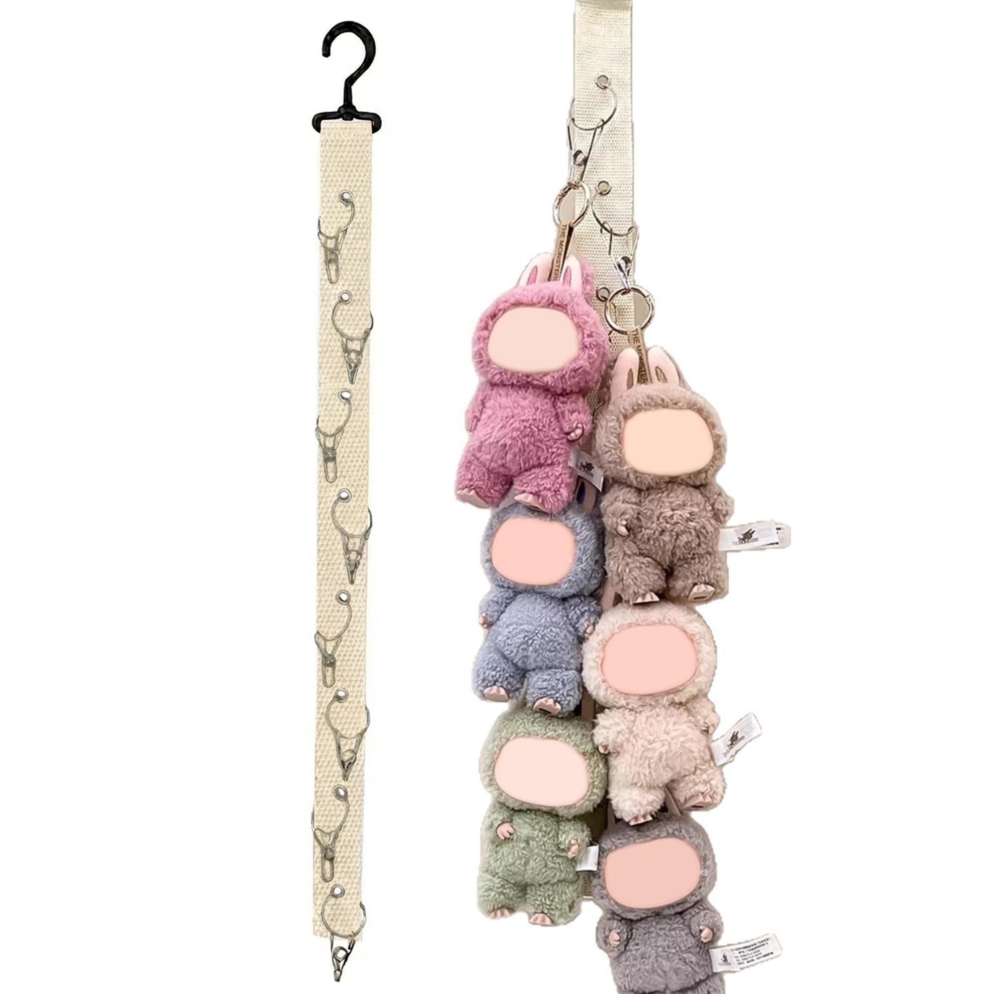 Bawiked plush doll rack with eight clips for organized wall display.
