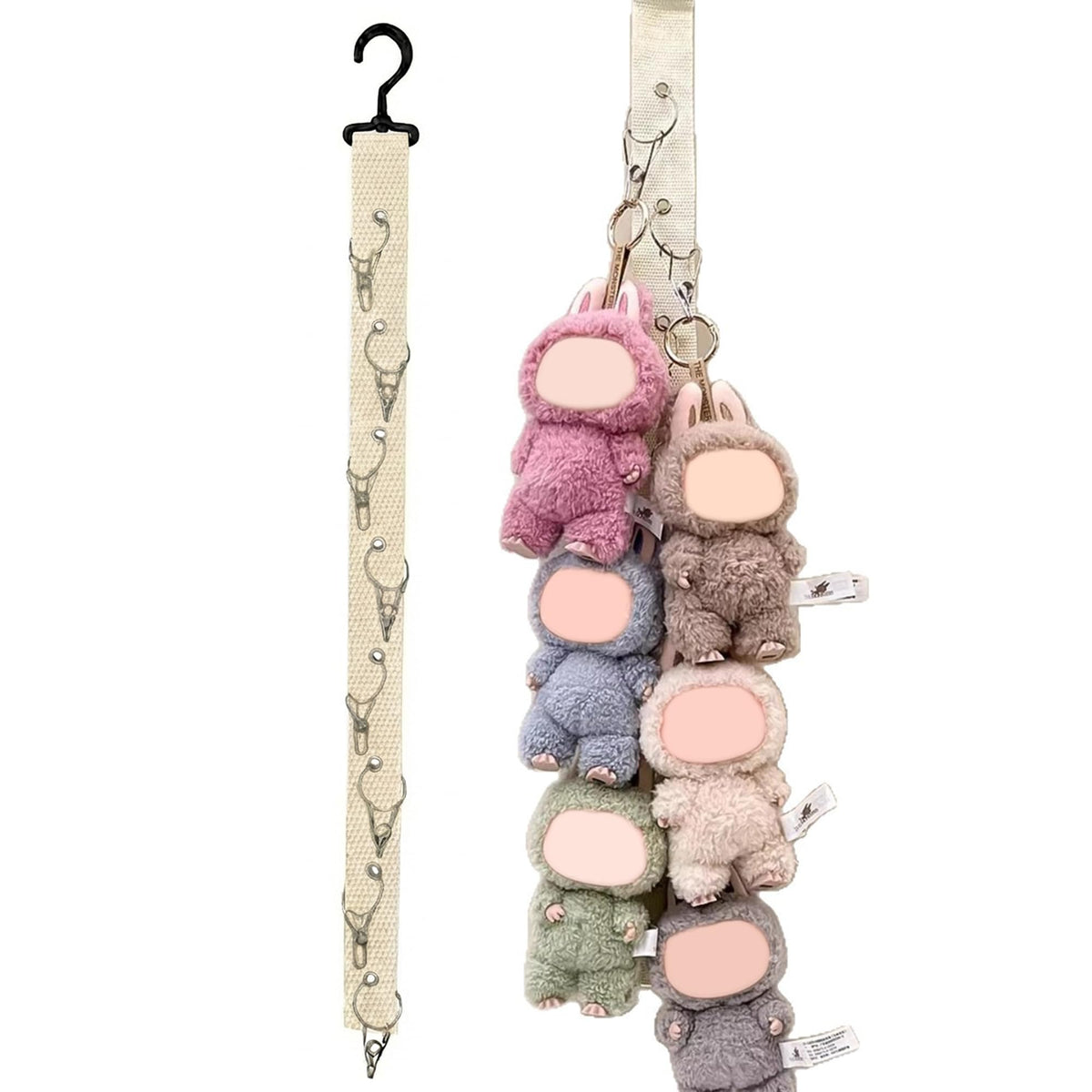 Bawiked plush doll rack with eight clips for organized wall display.