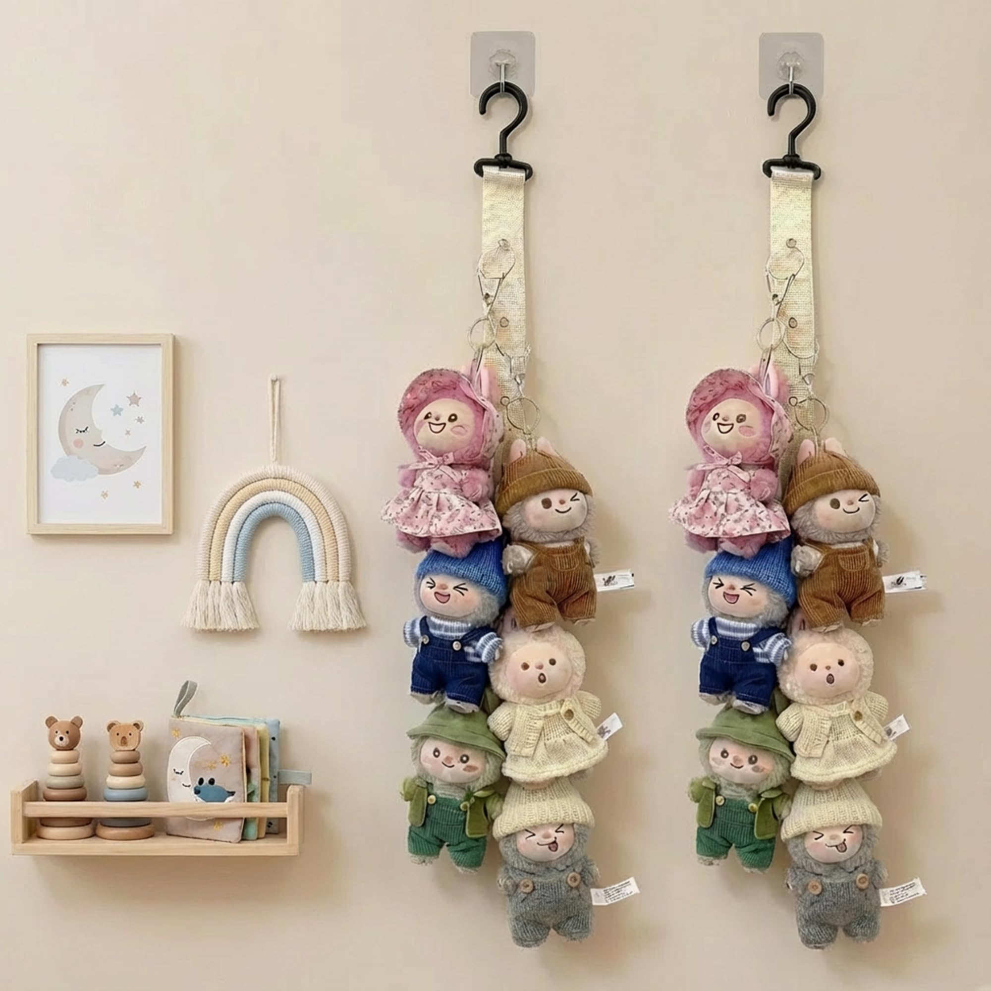 White finish complements modern décor while showcasing collectibles.