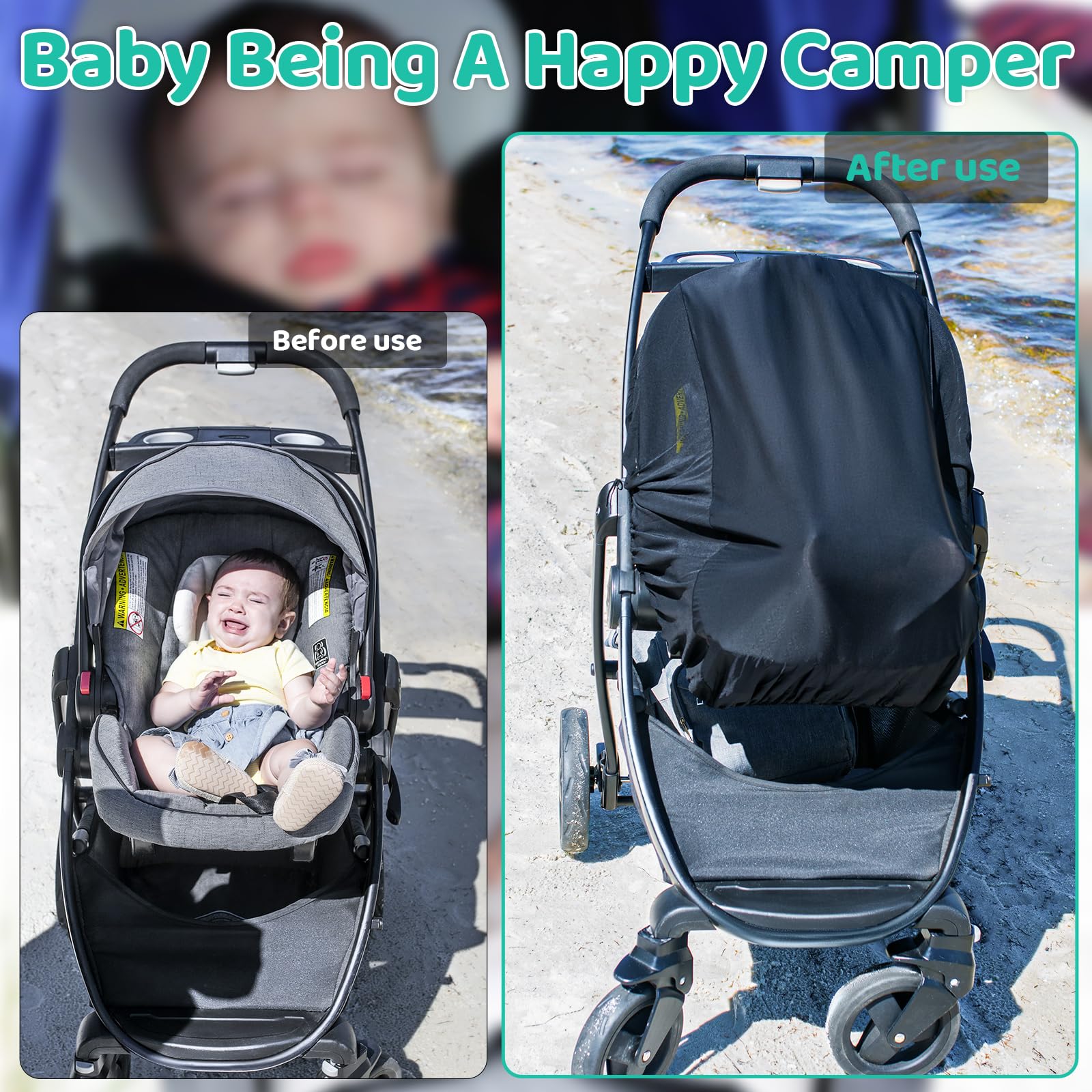 Bayan universal-fit stroller shade adapts to most seats for quick setup.
