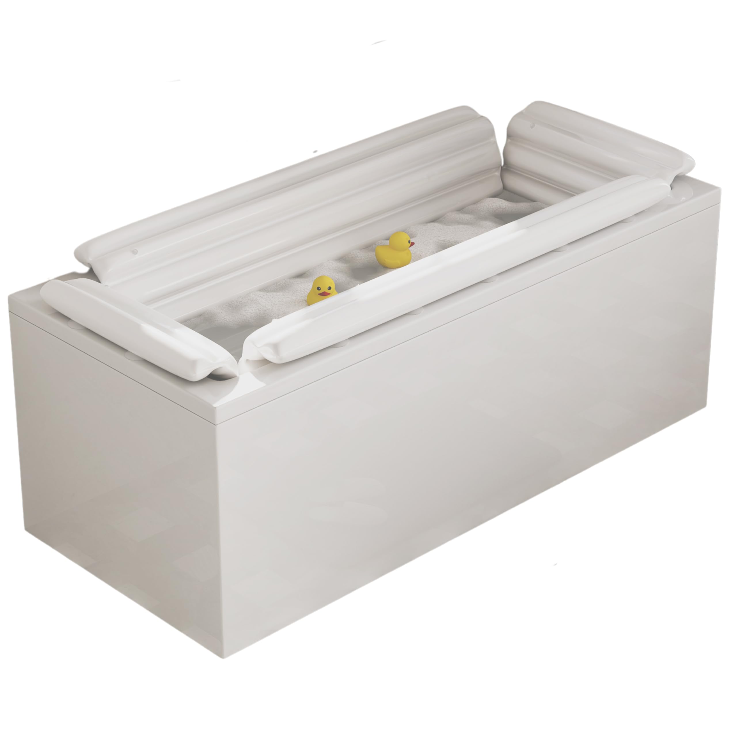 The Baysie Bathtub Bumper with inflatable edge protects little heads during baths.