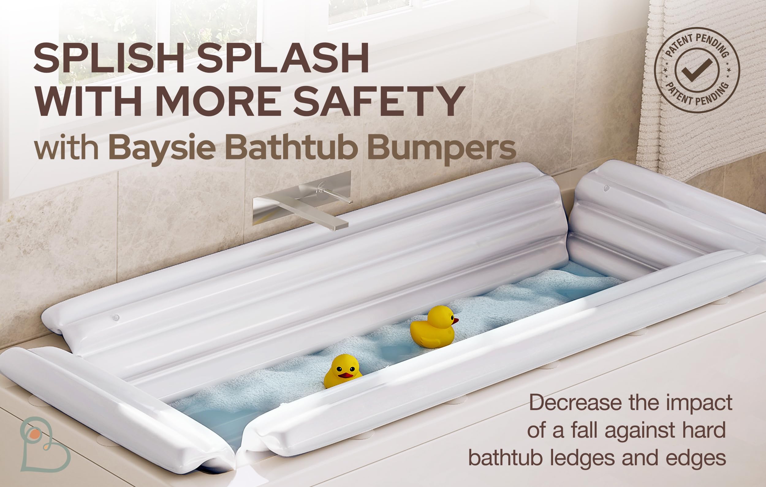 Baysie soft foam cushions protect against sharp edges during baths.