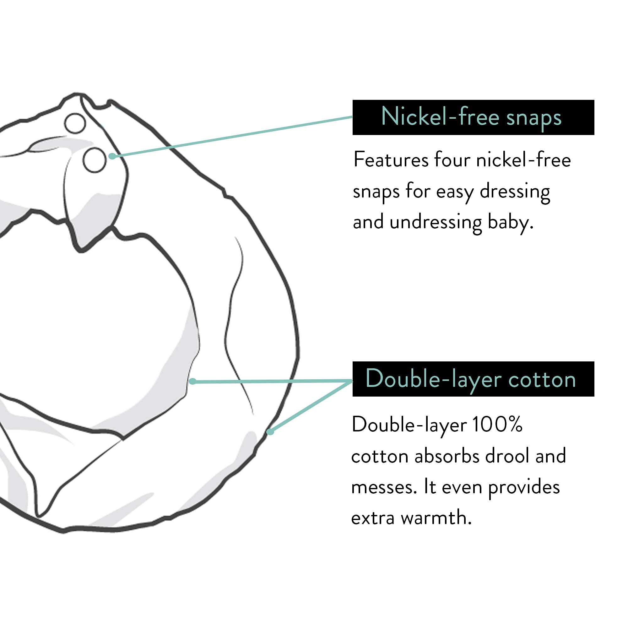 Bazzle Baby scarf bib indoor-outdoor wear keeps outfits cleaner.