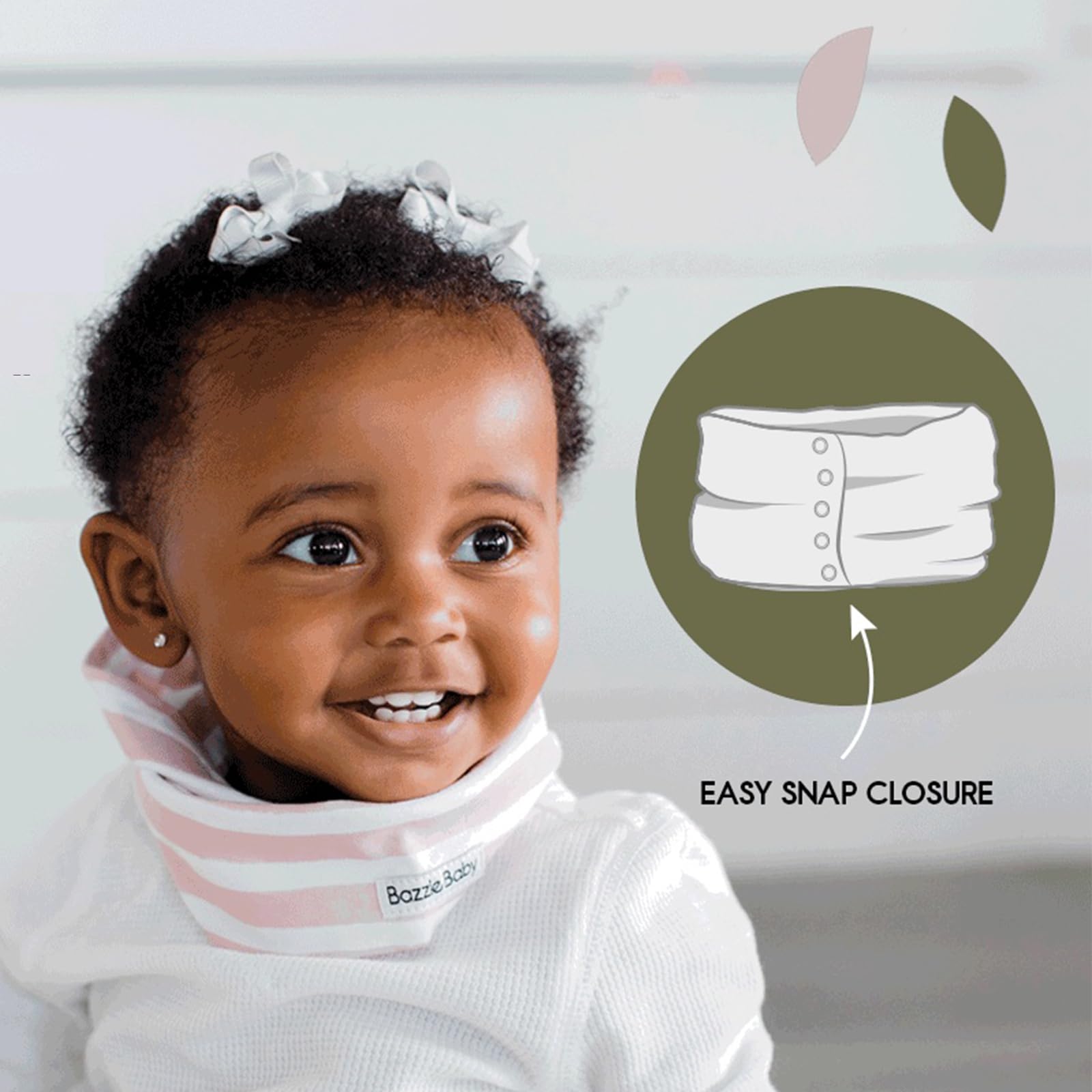Bazzle Baby scarf bib soft cotton for all-day comfort.