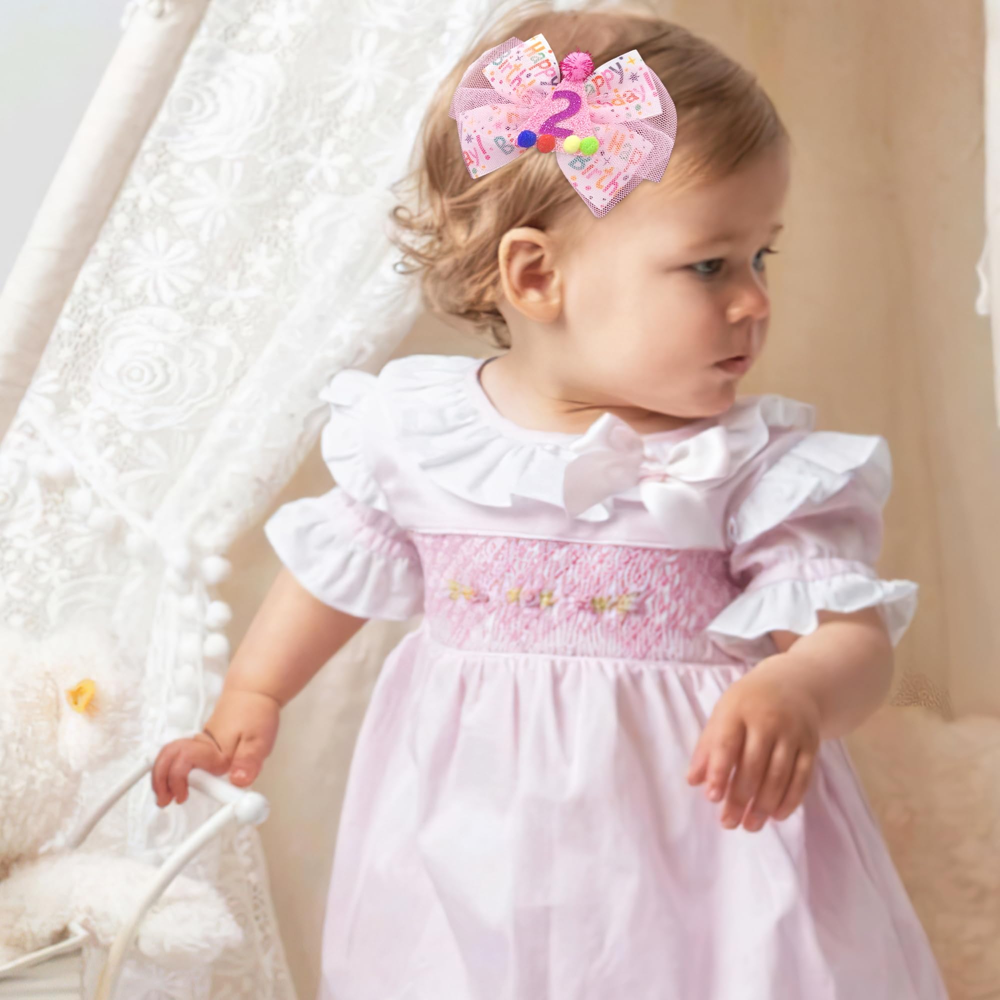 BBGifts glitter number sequin bow highlights the birthday celebration.