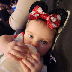 BBGifts pink-dot mouse ears headband showcasing sparkle and gentle fit