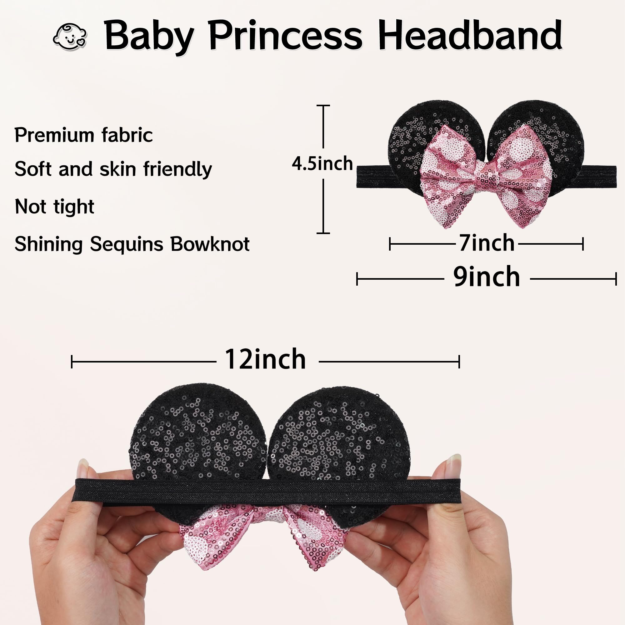 BBGifts soft nylon headband, lightweight and comfortable for growing babies